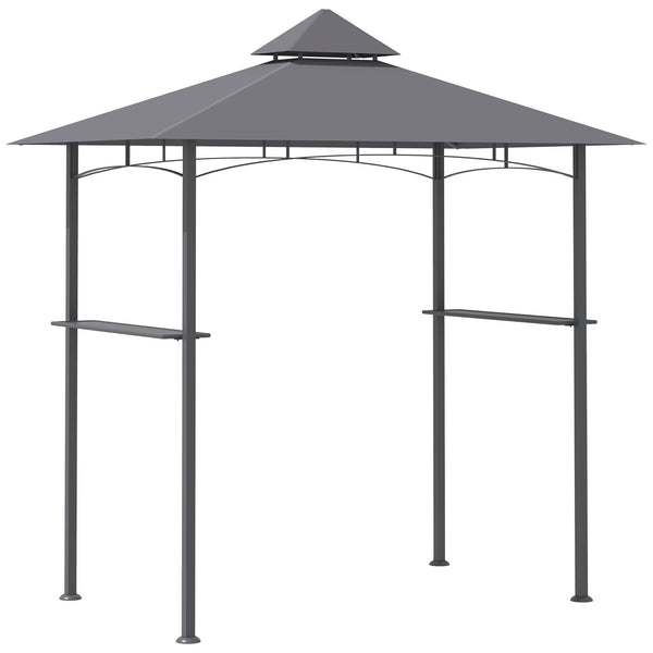 Outsunny 8' x 5' BBQ Grill Gazebo Tent with Double Tiered Canopy for Outdoor Sun Shade, Gray |