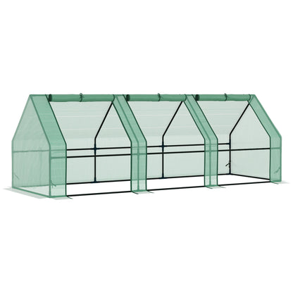 Outsunny 9' x 3' x 3' Portable Mini Tunnel Greenhouse for Growing Plants and Flowers, with Zippered Roll-Up Doors and Polyethylene Cover, Green