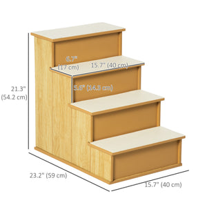Dog stairs with non-slip covering, natural wood
