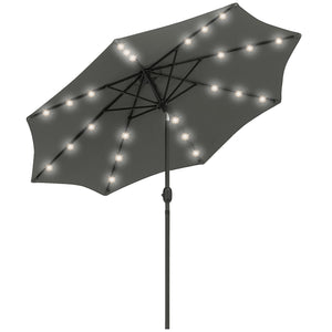Parasol solaire de 8,8 pieds avec 24 lumières LED, toile inclinable, gris anthracite