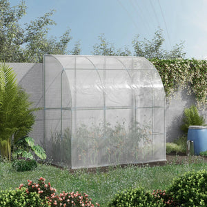 Serre blanche compacte 7 x 4 x 7 pieds avec porte enroulable, parfaite pour cultiver plantes, herbes et légumes au jardin