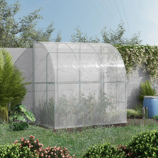 Serre blanche compacte 7 x 4 x 7 pieds avec porte enroulable, parfaite pour cultiver plantes, herbes et légumes au jardin