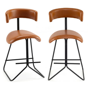 Ensemble de 2 tabourets de comptoir modernes de 25 pouces en simili cuir rembourré - Espresso