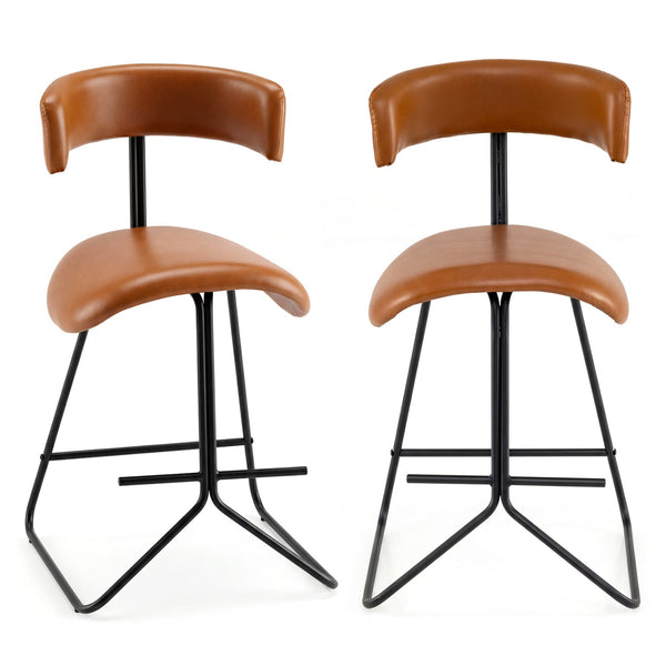Ensemble de 2 tabourets de comptoir modernes de 25 pouces en simili cuir rembourré - Espresso