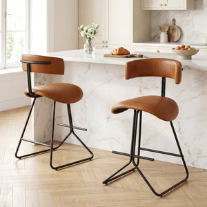 Ensemble de 2 tabourets de comptoir modernes de 25 pouces en simili cuir rembourré - Espresso