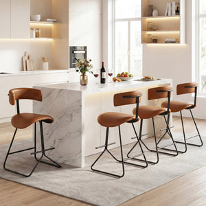 Ensemble de 2 tabourets de comptoir modernes de 25 pouces en simili cuir rembourré - Espresso