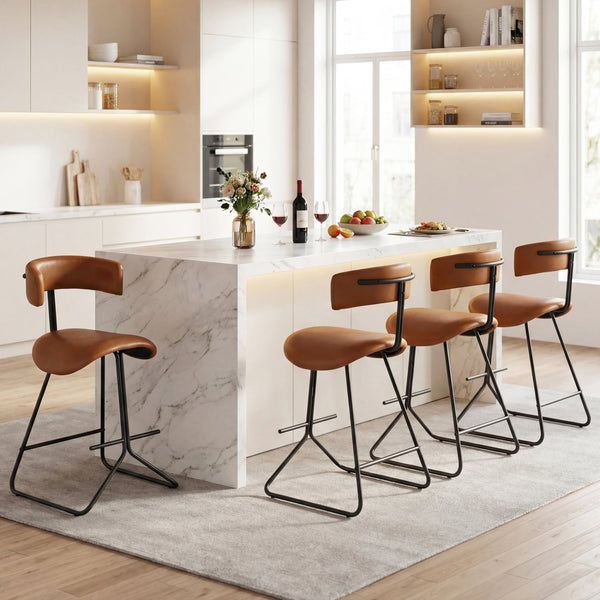 Ensemble de 2 tabourets de comptoir modernes de 25 pouces en simili cuir rembourré - Espresso