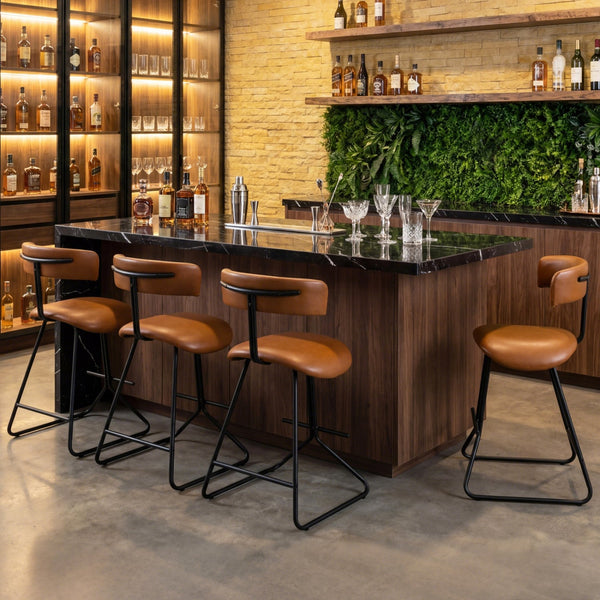 Ensemble de 2 tabourets de comptoir modernes de 25 pouces en simili cuir rembourré - Espresso