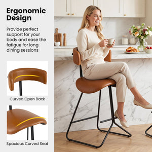 Ensemble de 2 tabourets de comptoir modernes de 25 pouces en simili cuir rembourré - Espresso