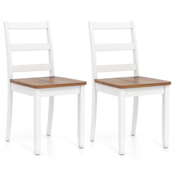 Set of 2 wooden dining chairs with solid rubberwood legs