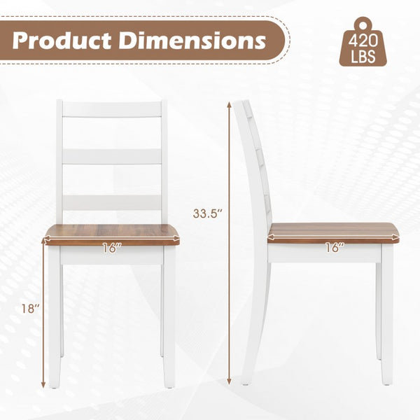 Set of 2 wooden dining chairs with solid rubberwood legs