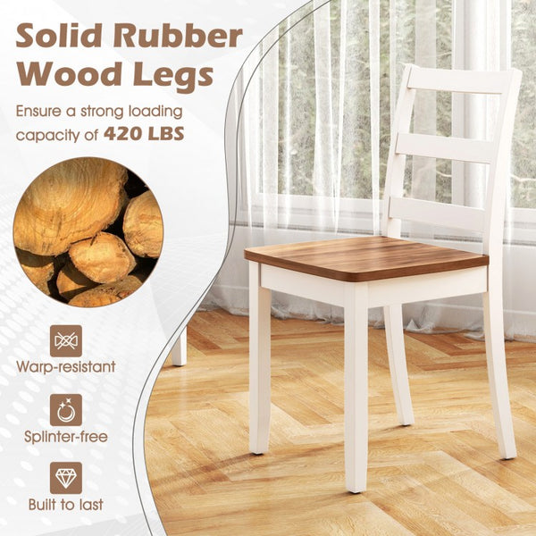Set of 2 wooden dining chairs with solid rubberwood legs