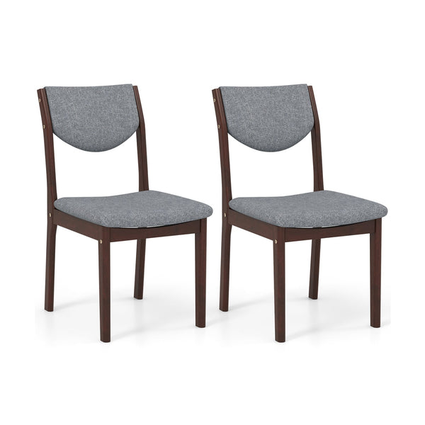 Ensemble de 2 chaises de cuisine en bois avec siège rembourré en simili cuir - Gris