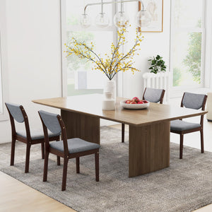 Ensemble de 2 chaises de cuisine en bois avec siège rembourré en simili cuir - Gris