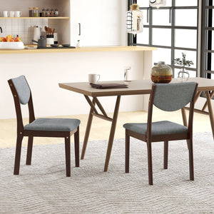 Ensemble de 2 chaises de cuisine en bois avec siège rembourré en simili cuir - Gris