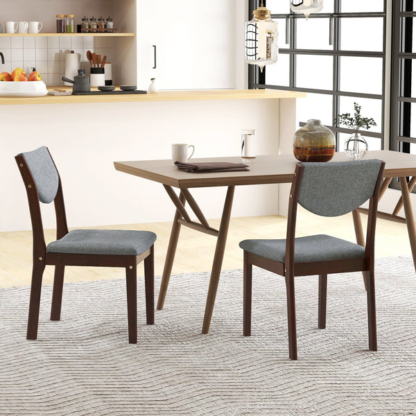Ensemble de 2 chaises de cuisine en bois avec siège rembourré en simili cuir - Gris