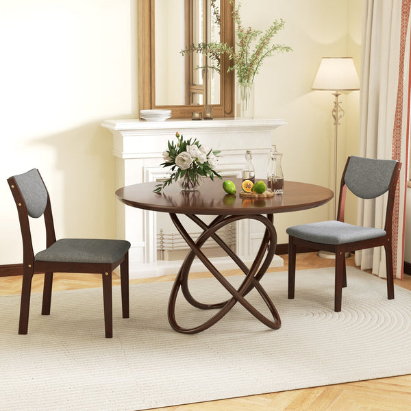 Ensemble de 2 chaises de cuisine en bois avec siège rembourré en simili cuir - Gris