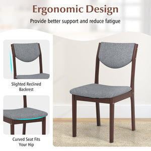 Ensemble de 2 chaises de cuisine en bois avec siège rembourré en simili cuir - Gris