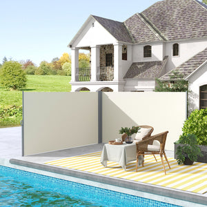 Mur d'intimité extérieur double et rétractable, blanc crème