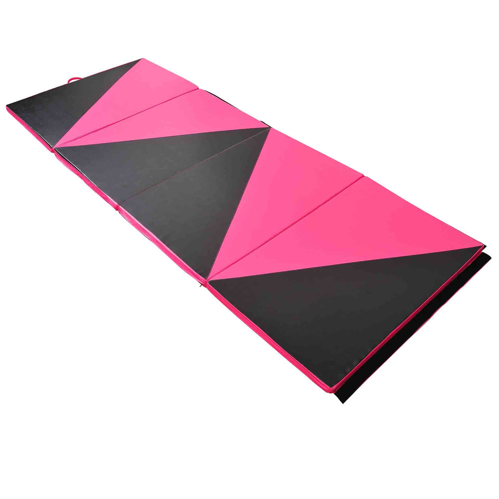 Tapis de gymnastique pliable 4'x10'x2" avec poignées de transport, rose et noir