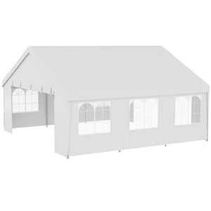 Heavy Duty Party Tent, 19.5' x 19' Large Sun Shade Canopy Tent for Parties, Events, BBQ Grill, White