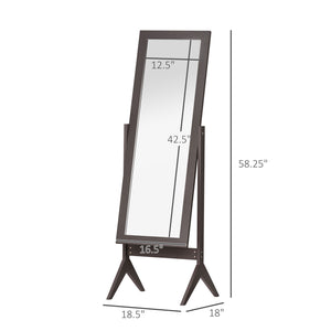 HOMCOM Full Length Mirror, Floor Standing Mirror with Adjustable Angle for Dressing Living Room Bedroom, Dark Brown |