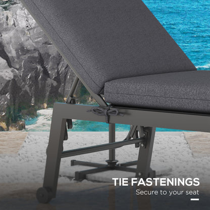 Lot de 2 coussins de dossier et d'assise de rechange pour chaise de patio avec attaches, gris
