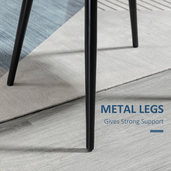 Set of 2 mid-back dining chairs with velvet upholstery, dark blue