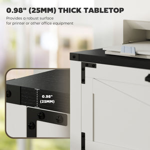 Classeur 3 tiroirs de style campagnard avec barres de suspension réglables pour format lettre, A4, légal, blanc