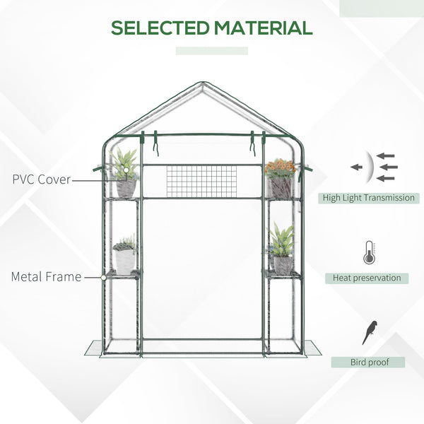 Direct access greenhouse with 4 shelves