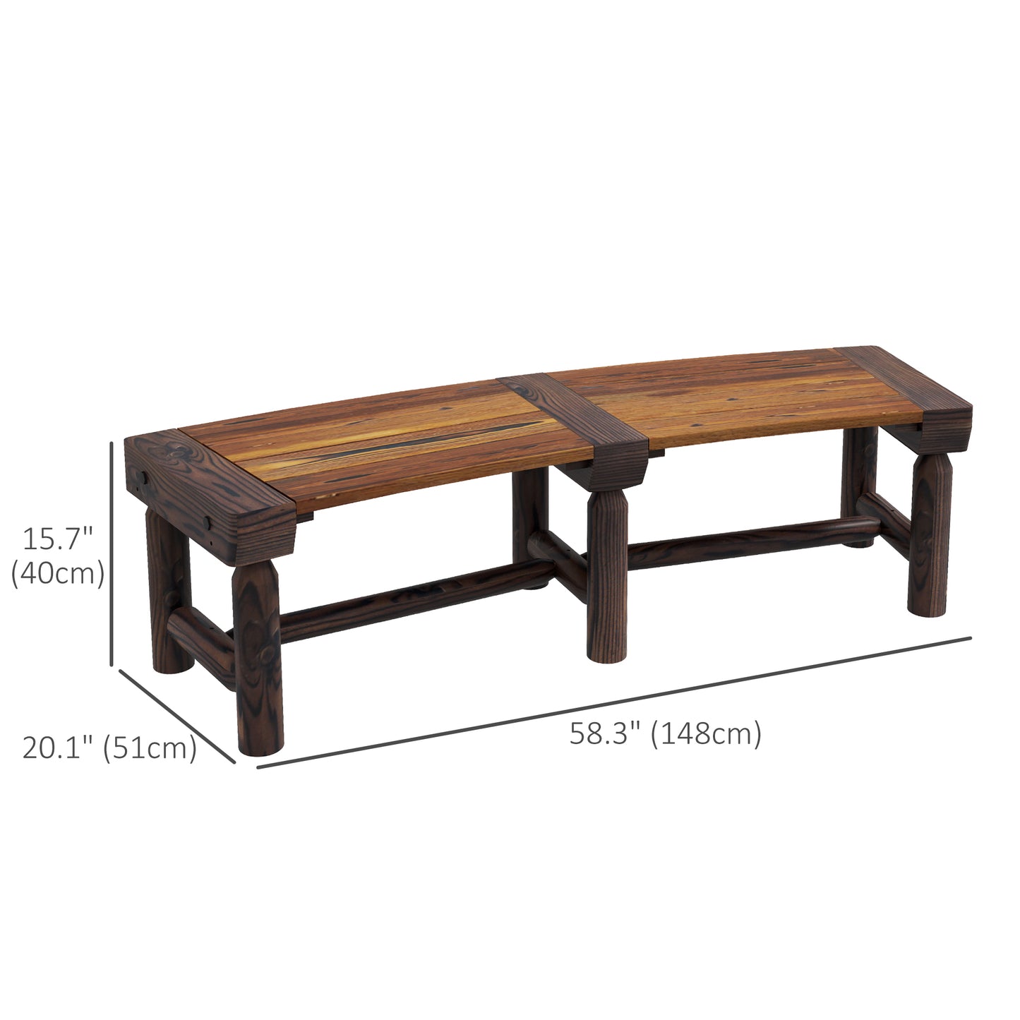 Banc d'extérieur en bois avec assise à lattes pour cour, marron
