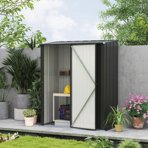 Abri de jardin en acier avec porte verrouillable simple, noir