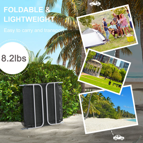 Folding Outdoor Lounge Chair Set of 2, Reclining Tanning Chair with 5-Position Adjustable Backrest, Black