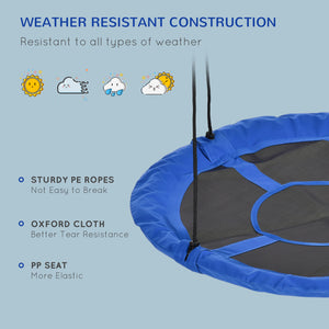 Balançoire soucoupe avec cordes de suspension réglables, bleu