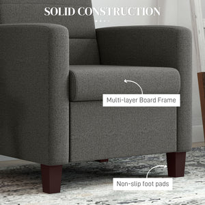 Fauteuil en tissu avec coussin d'assise et patins antidérapants, gris foncé