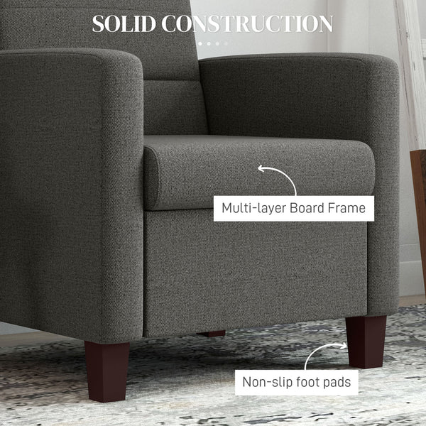 Fauteuil en tissu avec coussin d'assise et patins antidérapants, gris foncé