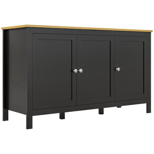 Buffet avec portes et étagères réglables pour salon ou entrée, noir et naturel