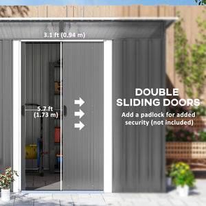 Abri de jardin verrouillable en acier, gris