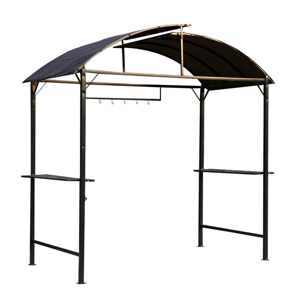 Gazebo pour barbecue avec structure métallique, arche et pare-soleil