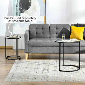 Lot de 2 tables d'appoints ronde avec plateau en verre trempé, noir