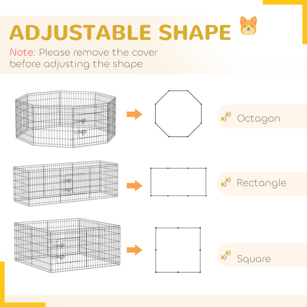 8-Panel Foldable Dog Playpen with Ground Stakes