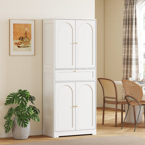 Meuble de rangement moderne avec portes shaker et étagères réglables, blanc