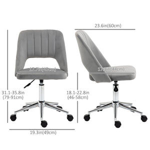 Grey velvet mid-back office chair