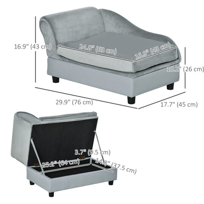 Canapé pour animaux de compagnie, pour petits chiens et chats, coussin en éponge, gris clair