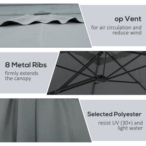 Parasol déporté de 8 pieds avec base en croix, gris foncé