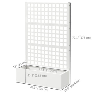 Jardinière surélevée galvanisée avec treillis pour plantes grimpantes, blanche