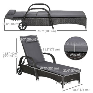 Chaise longue with headrest and 5-level adjustable backrest