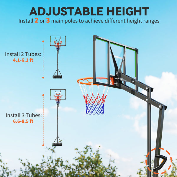 Panier de basket réglable de 1,25 à 2,60 m avec panneau incassable