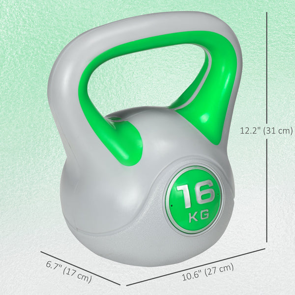Kettlebell de 35 lb avec poignée large et base stable – Vert et gris