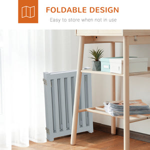Foldable dog gate with door and 4 panels, gray